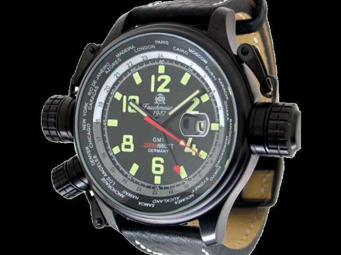 WW2 UBOOT WORLDTIMER GMT BLACK IP